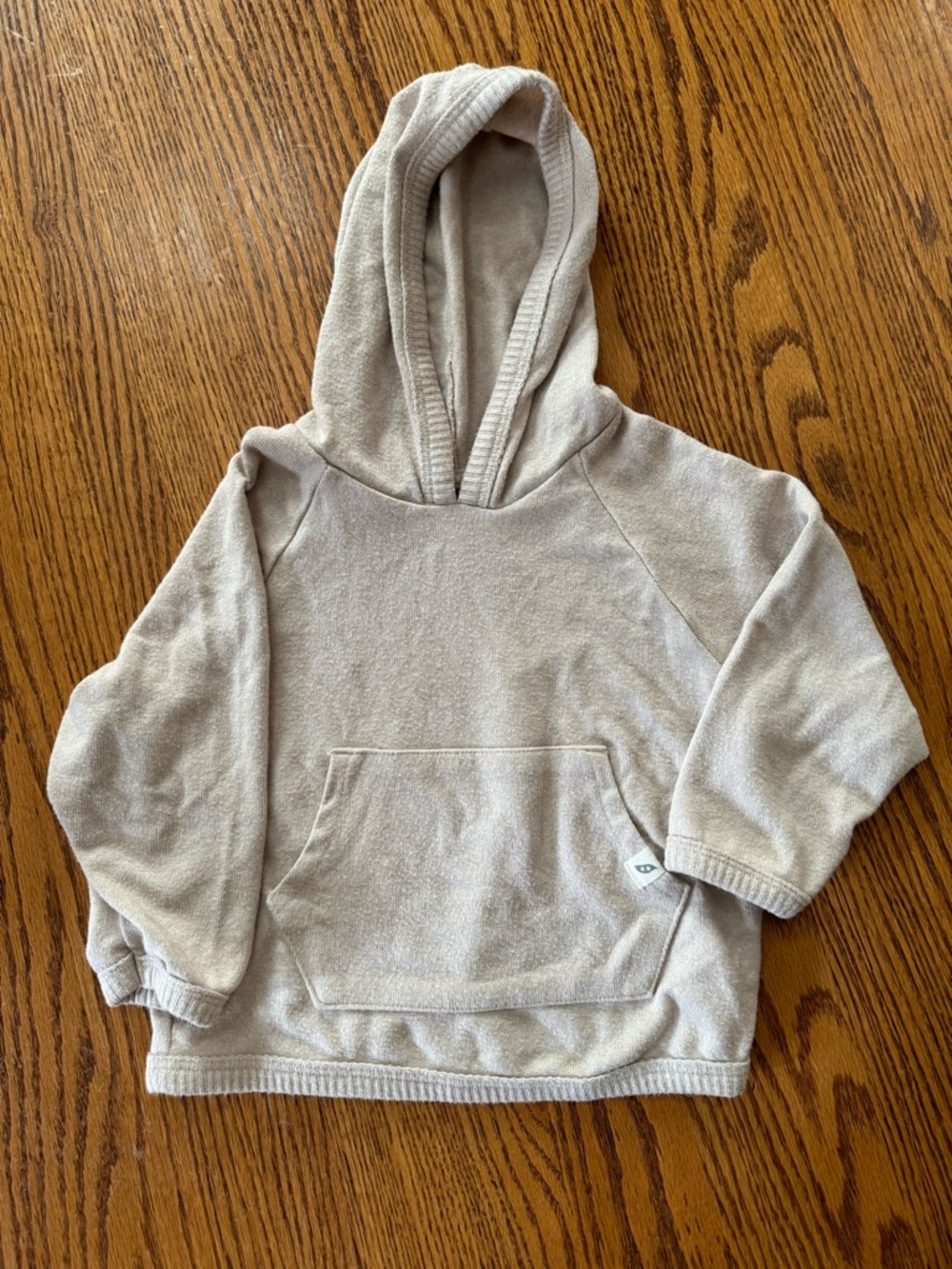 18 month Easy Peasy Baby Toddler Cozy Hooded Pullover Sweatshirt - Light Beige
